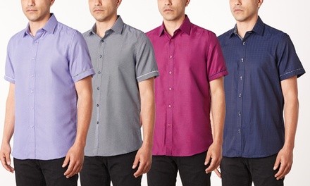 Rosso Milano Men's Modern-Fit Short Sleeve Shirt (S-3XL)