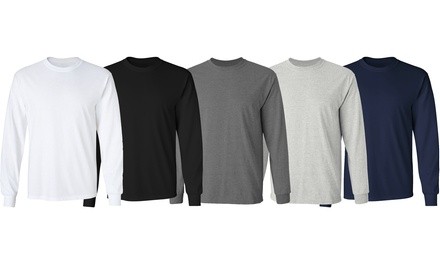 HIS/SEL Men's Long Sleeve Crew Neck Tee (5-Pack; S-3XL)