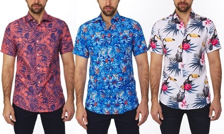 Suslo Couture Men's Tropical Slim-Fit Short Sleeve Button-Down Shirt (S-3XL)