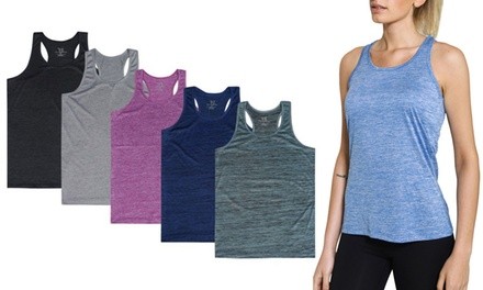 Women's Racerback Tank Top Dry-Fit Athletic Activewear (5-Pack). Plus Sizes Available.