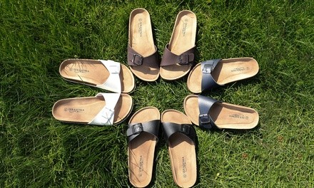 Seranoma Women's Adjustable Buckle Slip-On Cork Sandals