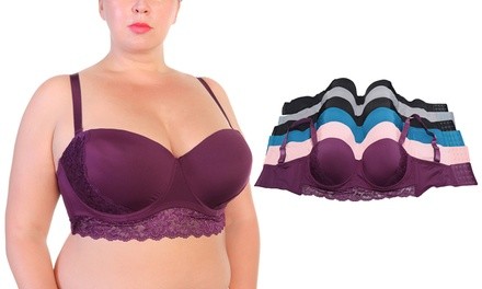 Angelina Wired, Padded Convertible D-DD-DDD Cup Bras with Lace Accent
