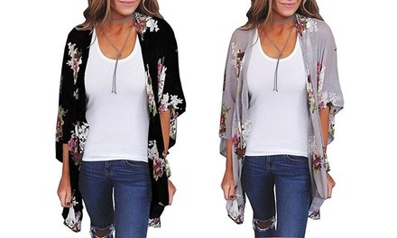 Leo Rosi Diane Floral Kimono. Plus Sizes Available.