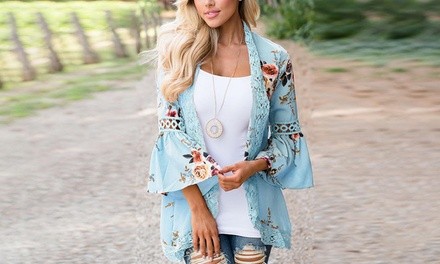 Lilly Posh Women's Bell Sleeve Kimono. Plus Sizes Available.