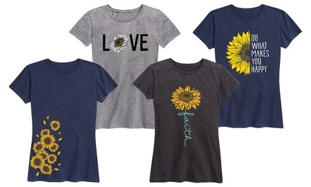 Instant Message Women's Sunflower-Themed T-Shirt. Plus Sizes Available