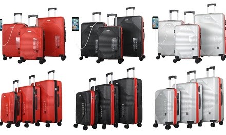 Mirage Star Hardsided Spinner Luggage Set with Combination Lock and USB Port (3-Piece)
