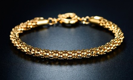 18K Gold Plated Popcorn Mesh Bracelets by Sevil
