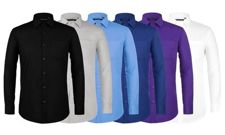 Verno Men's Classic-Fit Long-Sleeve Dress Shirts