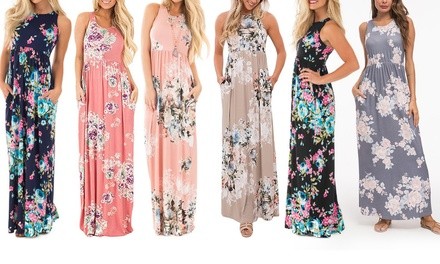 Lilly Posh Maxi Floral Dress with Pockets with Plus Size