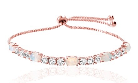 Fiery Opal Adjustable Tennis Bracelet Made With Swarovski Elements by Nina & Grace