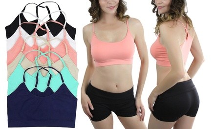 Women's Padded Cross-Back Sports Bras (6-Pack)