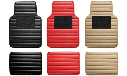 Universal All-Season Heavy Duty Luxury Faux Leather Stripe Car Floor Mats
