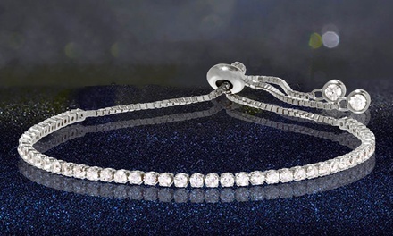 Adjustable Tennis Bracelet Made with Swarovski Elements