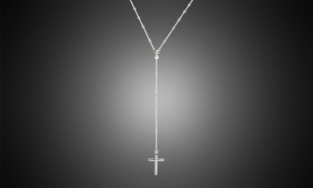 Italian Made Rosary Necklace in Solid Sterling Silver