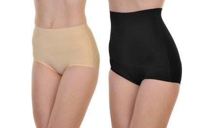 Women's Microfiber No-Show High-Waist Shaper Panties with Silicone Grip