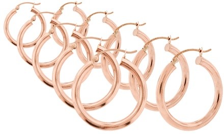 14K Rose Gold High Polished Hoops