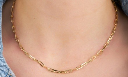 18K Gold Plated Paper Clip Large Links Chain Necklace by Barzel