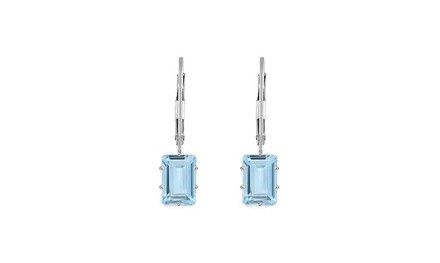 3.00 CTW Lab-Created Aquamarine Emerald Cut Leverback Earrings