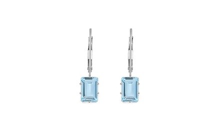 3.00 CTW Lab-Created Aquamarine Emerald Cut Leverback Earrings