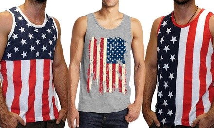 Leo Rosi Men's USA Flag-Themed Tank Top. Plus Sizes Available.