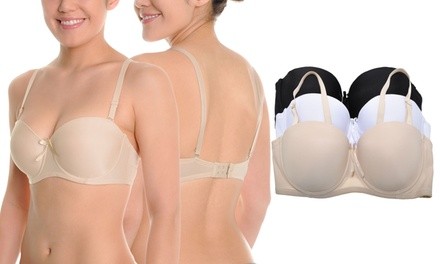 Women's Wired Lightly Padded Strapless Lift Convertible Bras (3-Pack)
