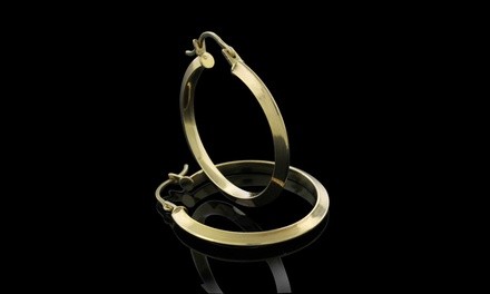 14K Solid Gold 16mm Knife-Edge Hoop Earrings