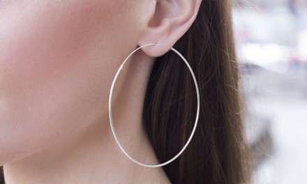 Nina & Grace 3mm x 35mm–80mm Sterling Silver Endless Hoop Earrings