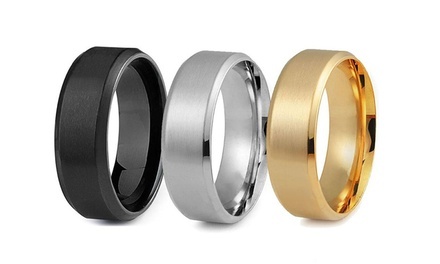 Men's Stainless Steel Comfort Fit Wedding Band Ring Set (3-Piece)