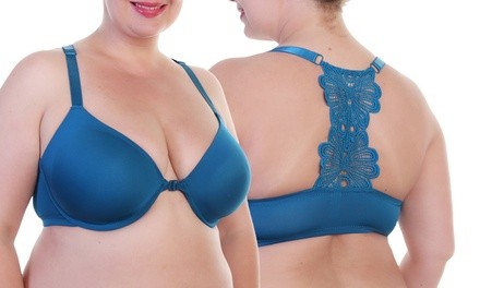 Plus Size Wired Padded Bra with Butterfly Back Design (6-Pack)