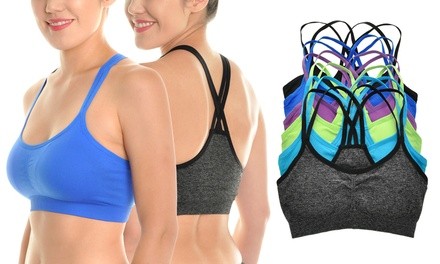 Angelina Strappy Racerback Seamless Bras (6-Pack)