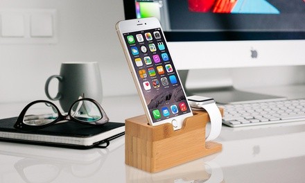 Bamboo Charging Stand for iPhones and Apple Watches