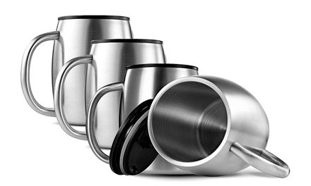 Double-Wall 18/8 Stainless Steel Coffee Mugs (2- or 4-Pack)