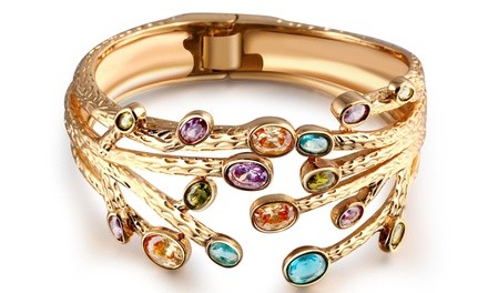 Open Branch Cuff Bangle Made with Swarovski Crystal (Multiple Options)