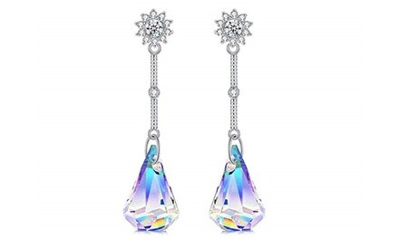 Aurora Borealis Crystal Drop Earrings made with Swarovski Elements