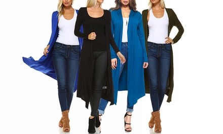 Isaac Liev Women's Extra Long Duster Cardigan
