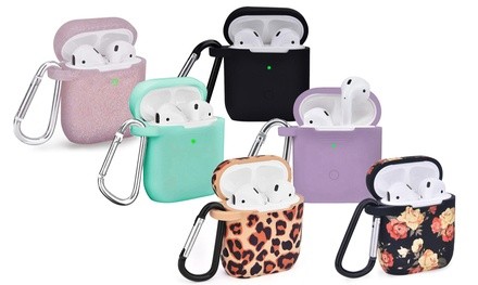 AirPods 1 & 2 Case Cover with Keychain Carabiner (2-Piece) (LED visible)