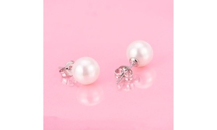 4.00 CTTW Sterling Silver Genuine Cultured Pearl Earring