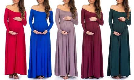 Women's Cold-Shoulder Ruched Maternity Dress