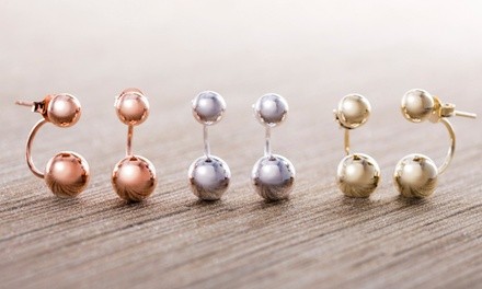 Nina & Grace Sterling Silver High Polish Ball Front-to-Back Earrings in 14K Gold and 14K Rose Gold Plating