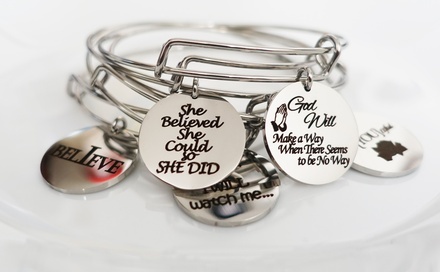Pink Box Stainless Steel Inspirational Bangles