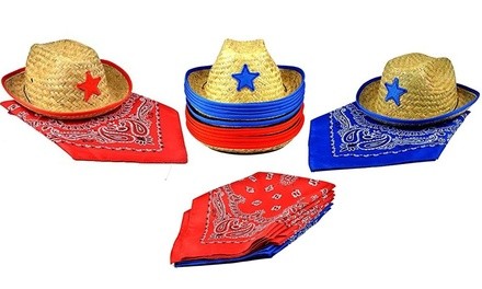 Joyin Kids' Cowboy Hat and Bandanna Party Set (24-Piece)