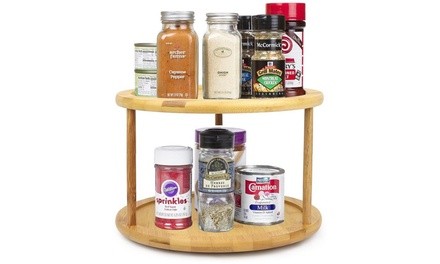 Greenco Bamboo 2-Tier Lazy Susan Turntable