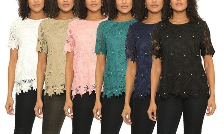 Women's Short-Sleeve Lace Blouse