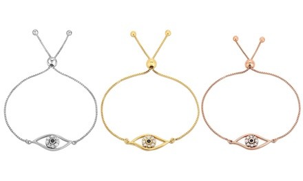 Mina Bloom Evil Eye Adjustable Bracelet Made with Swarovski Crystal
