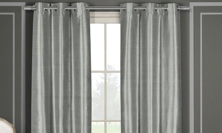 Solid Faux Satin Foamback Blackout Grommet Curtains (2-Panels)