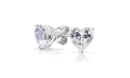 Heart Stud Earrings Made with Swarovski Elements in Sterling Silver