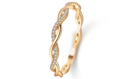 18K Gold Plated Crystal Infinite Twist Promise Ring By Barzel