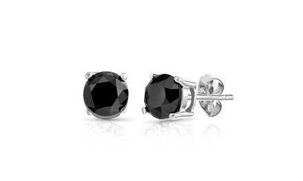 Black Round Cut Austrian Crystal Studs