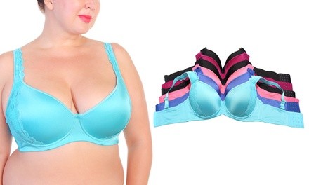 Angelina Padded Extended Size Bras with Cushioned Straps (6-Pack)