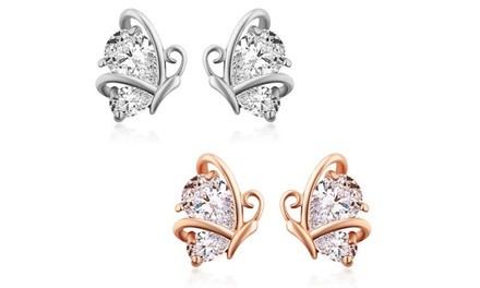 Kids' 18K Gold Plated Crystal Butterfly Stud Earrings by Diane Lo'ren